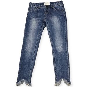 One Teaspoon Mildly Distressed Shark Bite Cropped Jeans